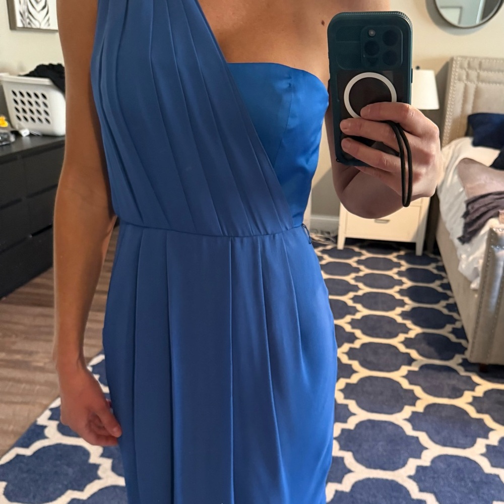 Elegant Blue One-Shoulder Dress